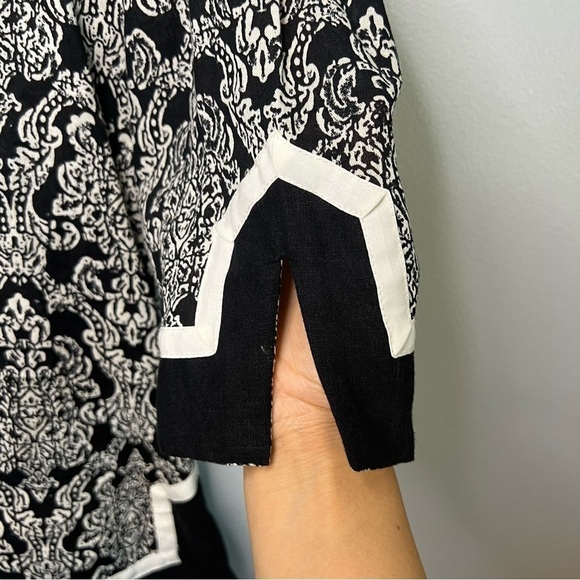 Marisa Christina Women’s Linen Blouse Tunic Size S Black White Unique Design - Picture 5 of 7